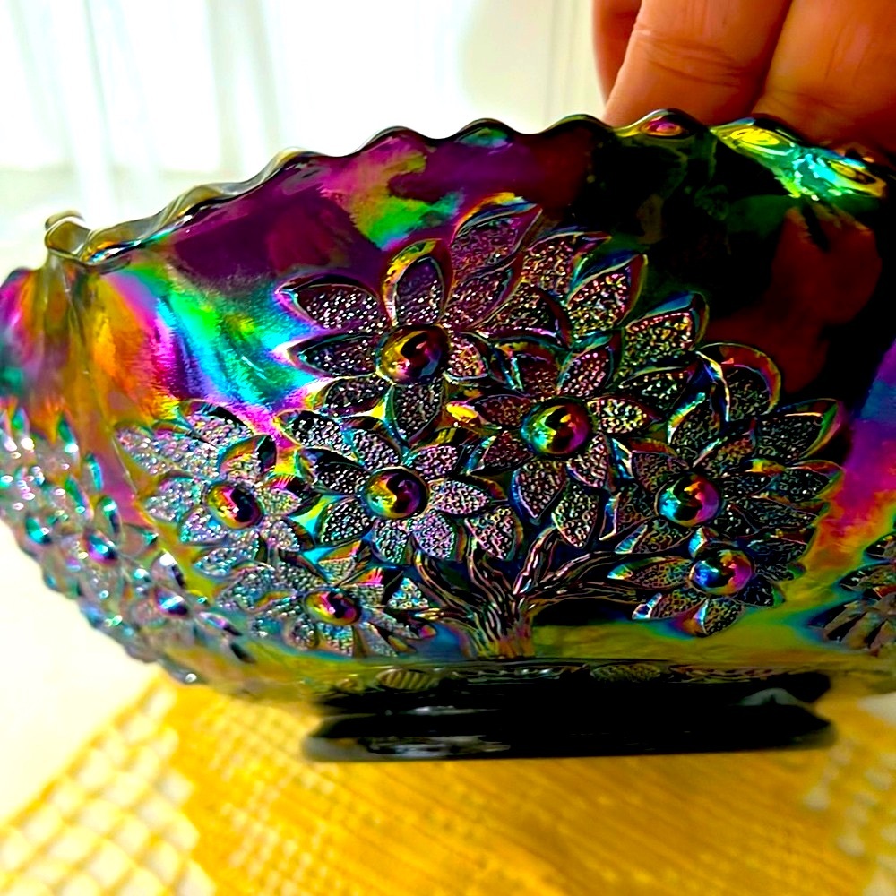 Antique Fenton Cherry Chain Orange Tree Amethyst Carnival Glass – 10” Beautiful